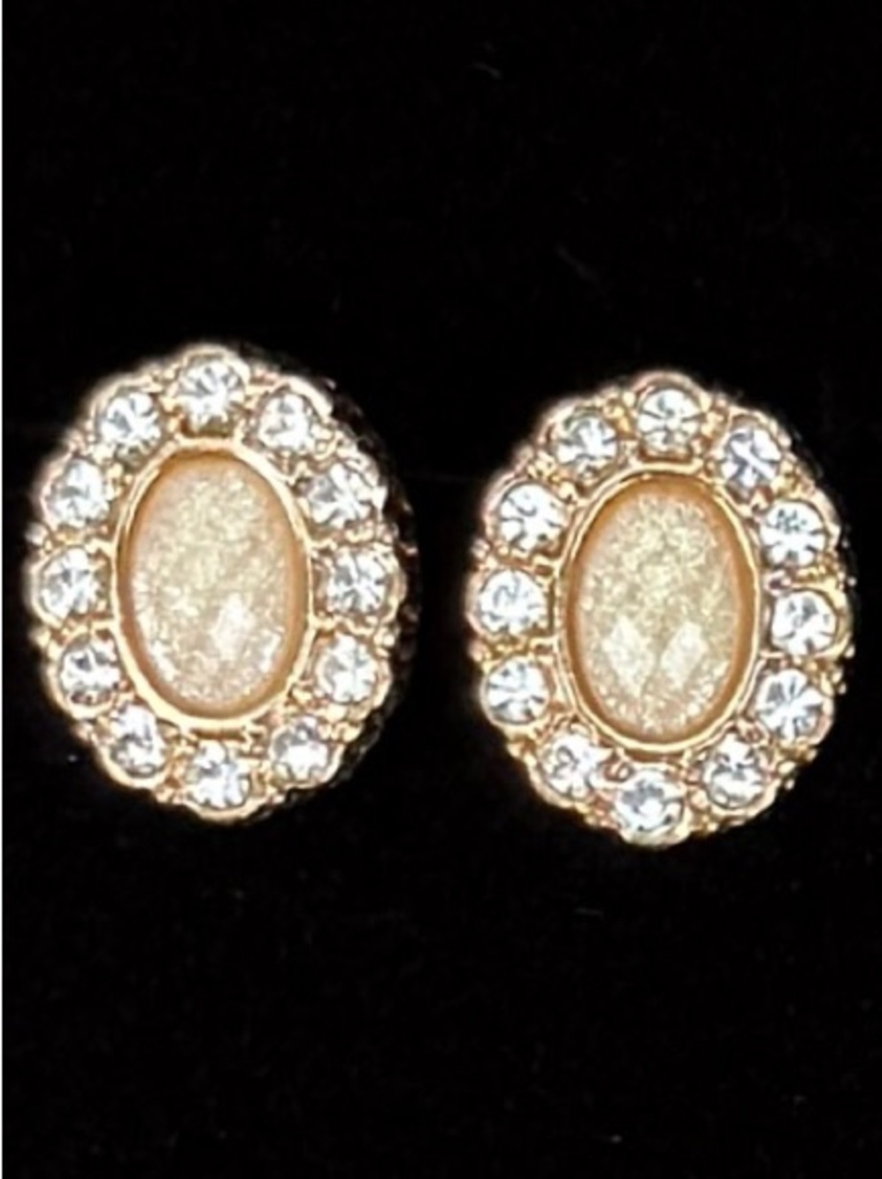 Vintage Goldtone Bling Accent Stud Pierced Earrings